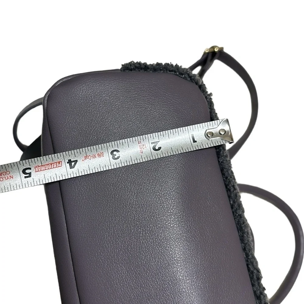 Juicy Couture Y2K Crossbody Gray Satchel Dome Sherpa Vegan Faux Leather Bag